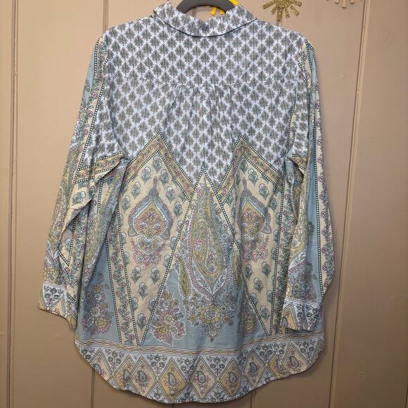 Soft Surroundings Tabitha Paisley Boho tunic pop over long sleeve top size Large - Picture 4 of 4